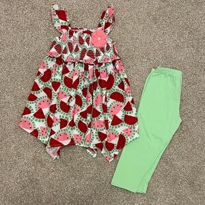 Watermelon Print Tunic with Green Leggings